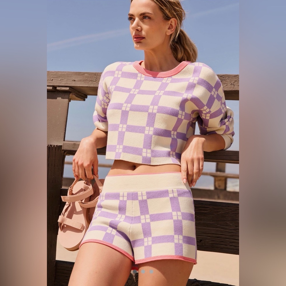 Daily Practice by Anthropologie Long-Sleeve Striped Sweater and Shorts Set